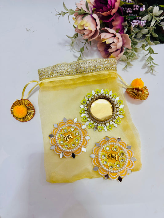 Festive pastel Shubh Labh Hamper with Decorative T-Light Holder