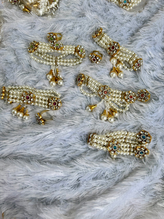Kundan flower bracelet and ring set