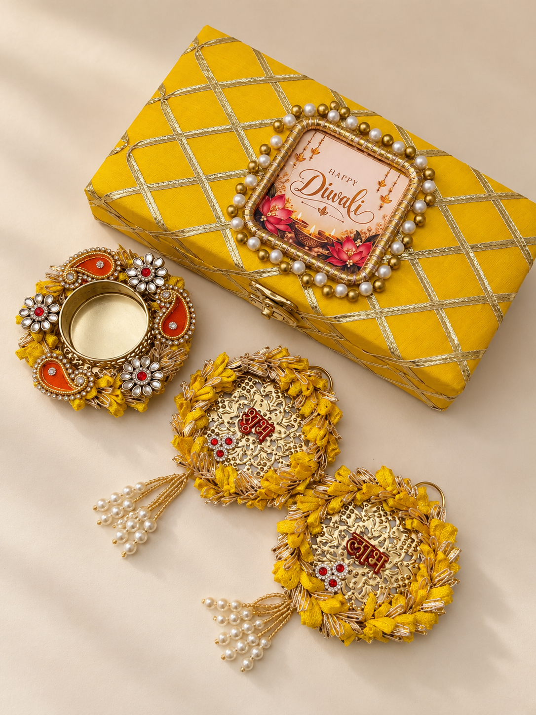Diwali Gift Box with Decorative Diya & Shubh Labh Hangings