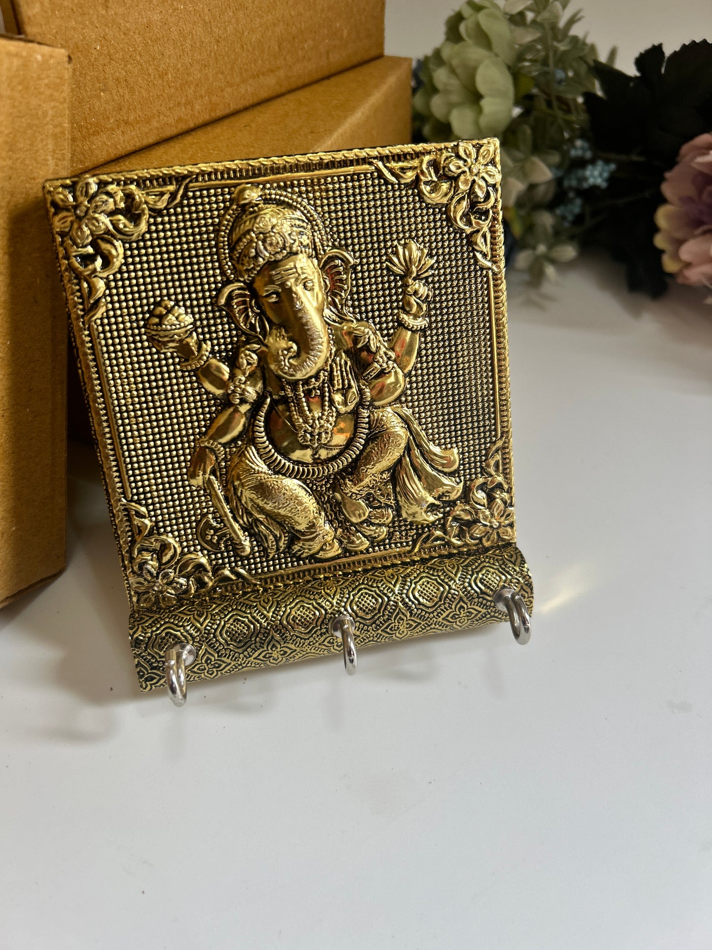 Antique Meenakari Ganesha Key Holder | Wall Hanging Décor