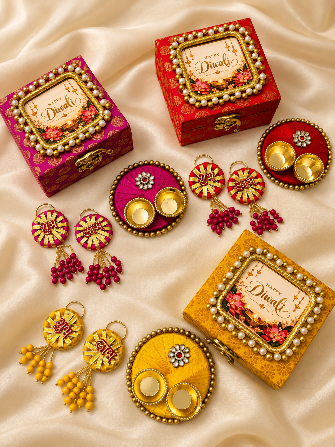 Diwali Gift Set with Decorative Box, Shubh Labh Hangings & Diya Thali
