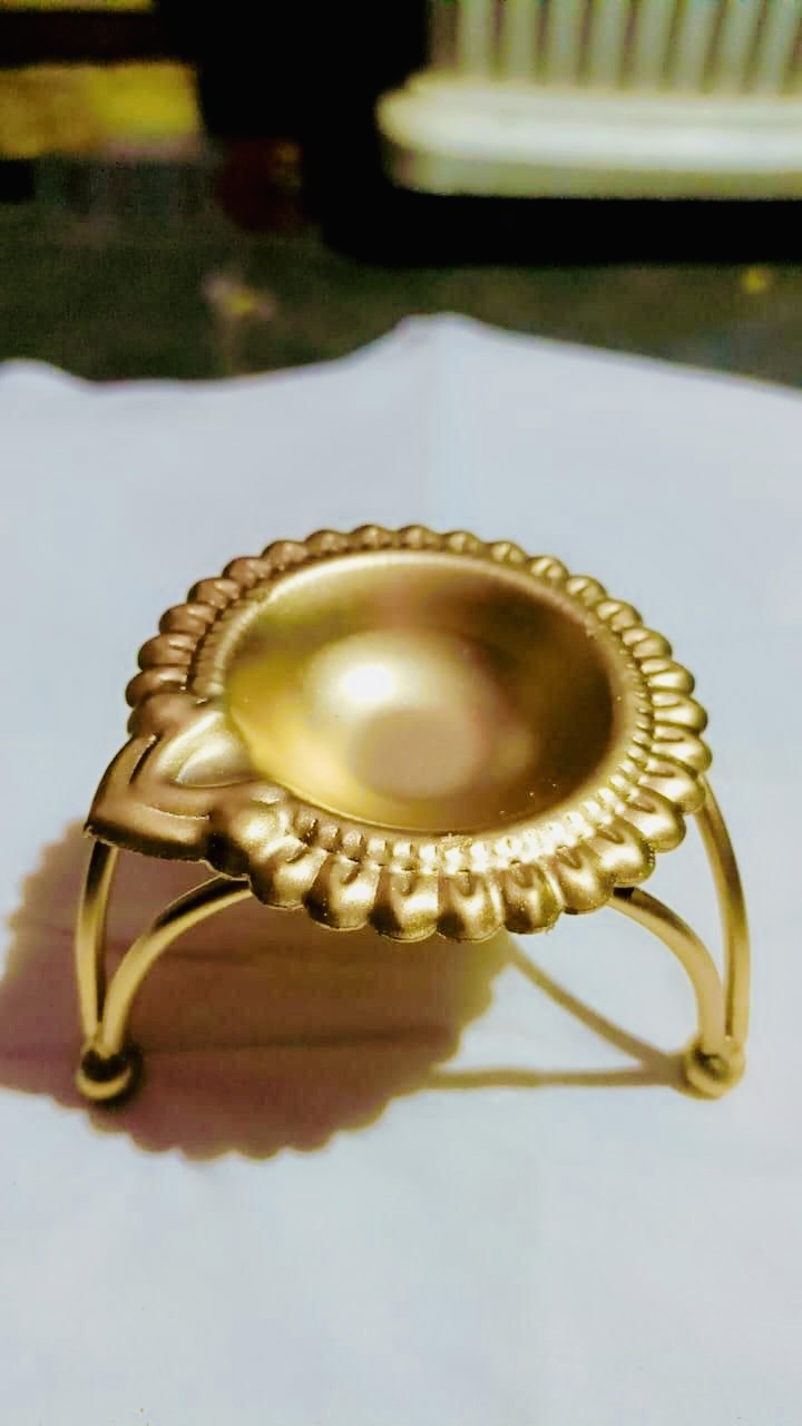 Brass Coated Diya with Stand (Pair)