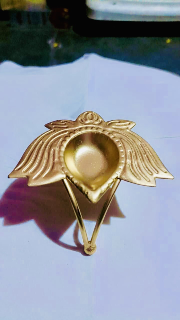 Brass Coated Diya with Stand (Pair)