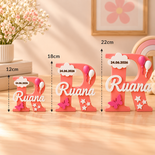 Baby Girl Birth Announcement 3D Printed Name Stand