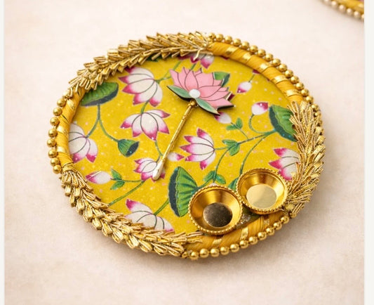 German silver tulsi ji with lotus platter