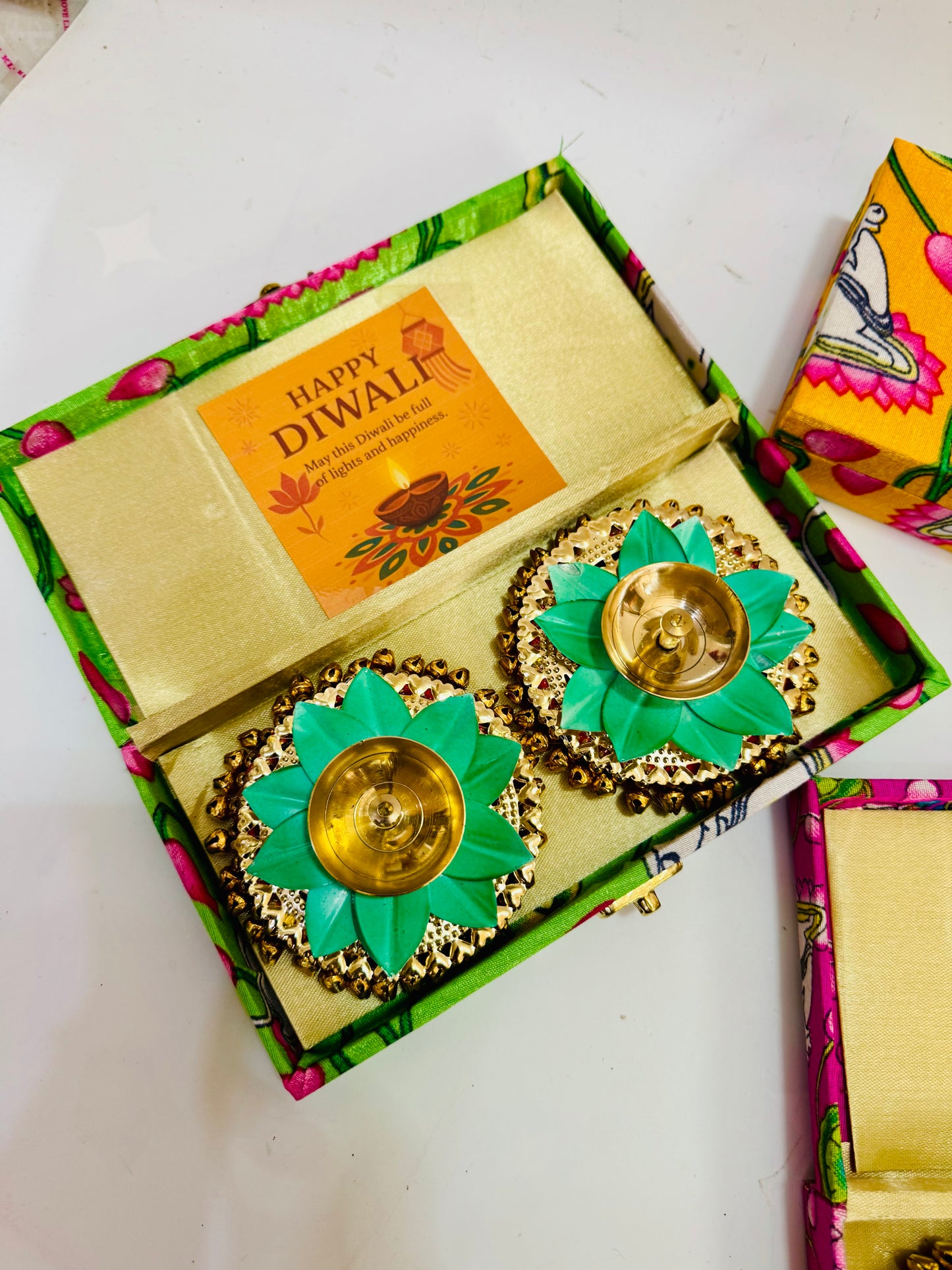✨ MDF Pichwai Box with Lotus Brass Ghungroo Diyas ✨