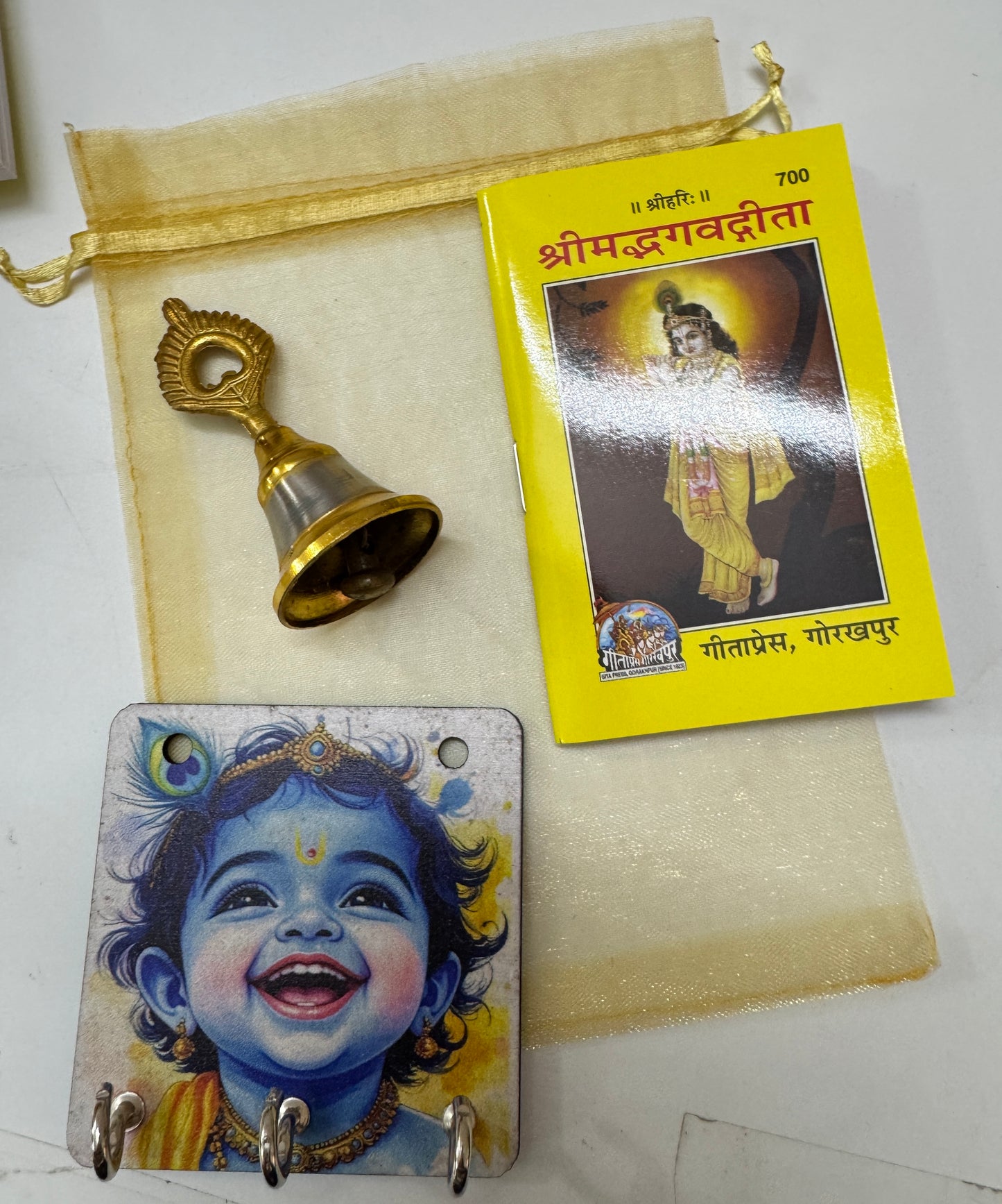 Bhagwat Katha Return Gift Set | Krishna Theme Potli Hamper with Pocket Gita