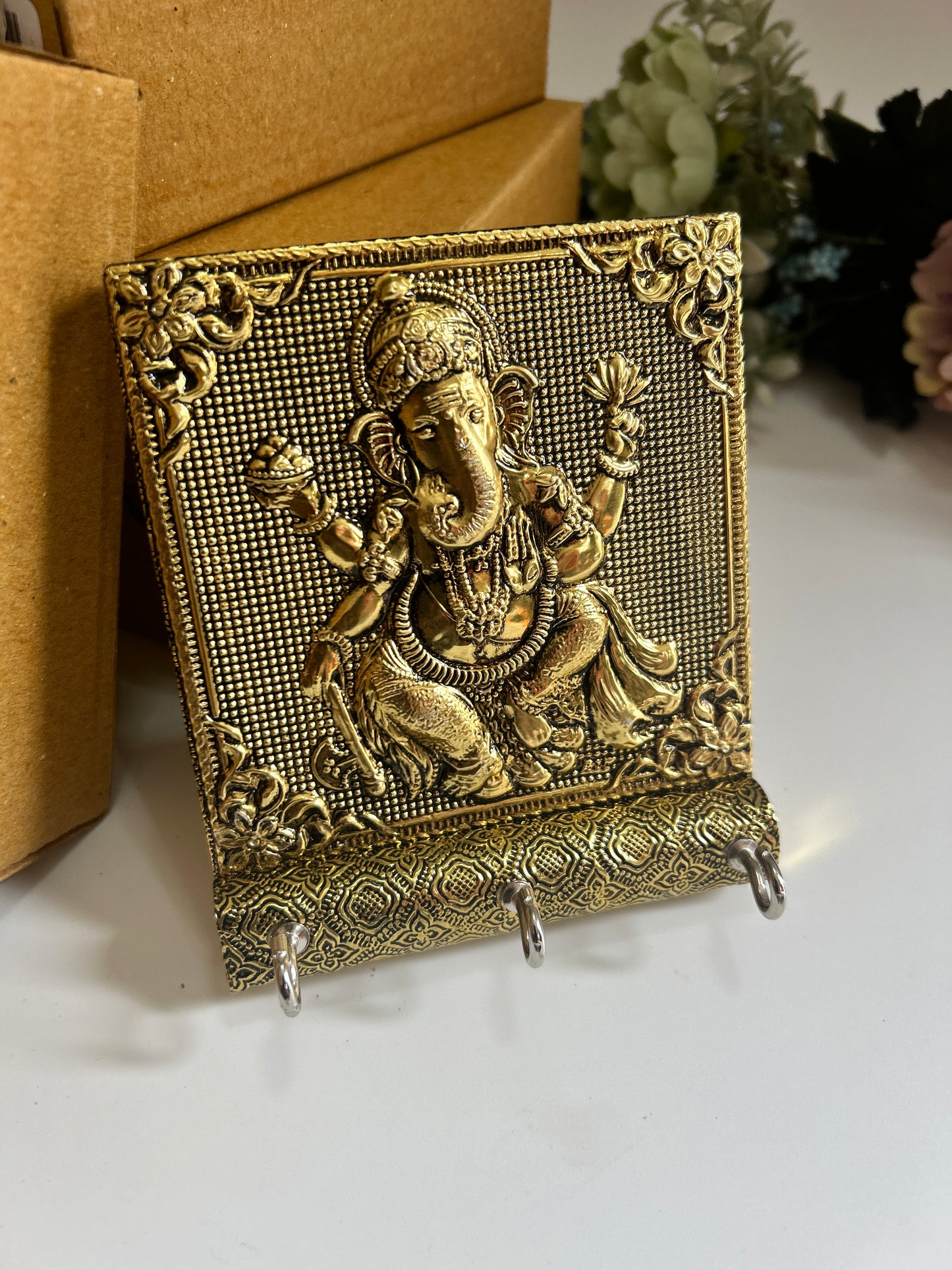 Antique Meenakari Ganesha Key Holder | Wall Hanging Décor