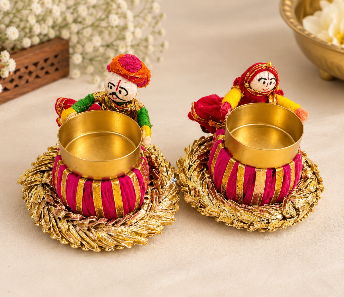 Rajasthani Couple Tealight Candle Holder
