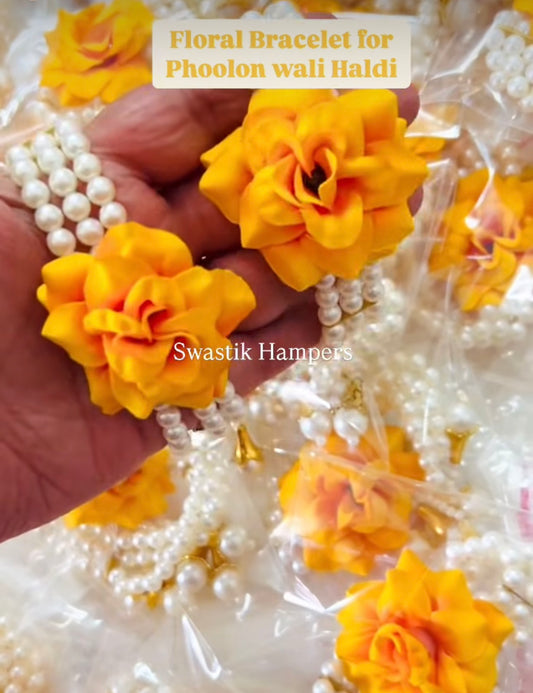 Floral Pearl Bracelet for Haldi & Mehendi (Phoolon Wali Jewellery)