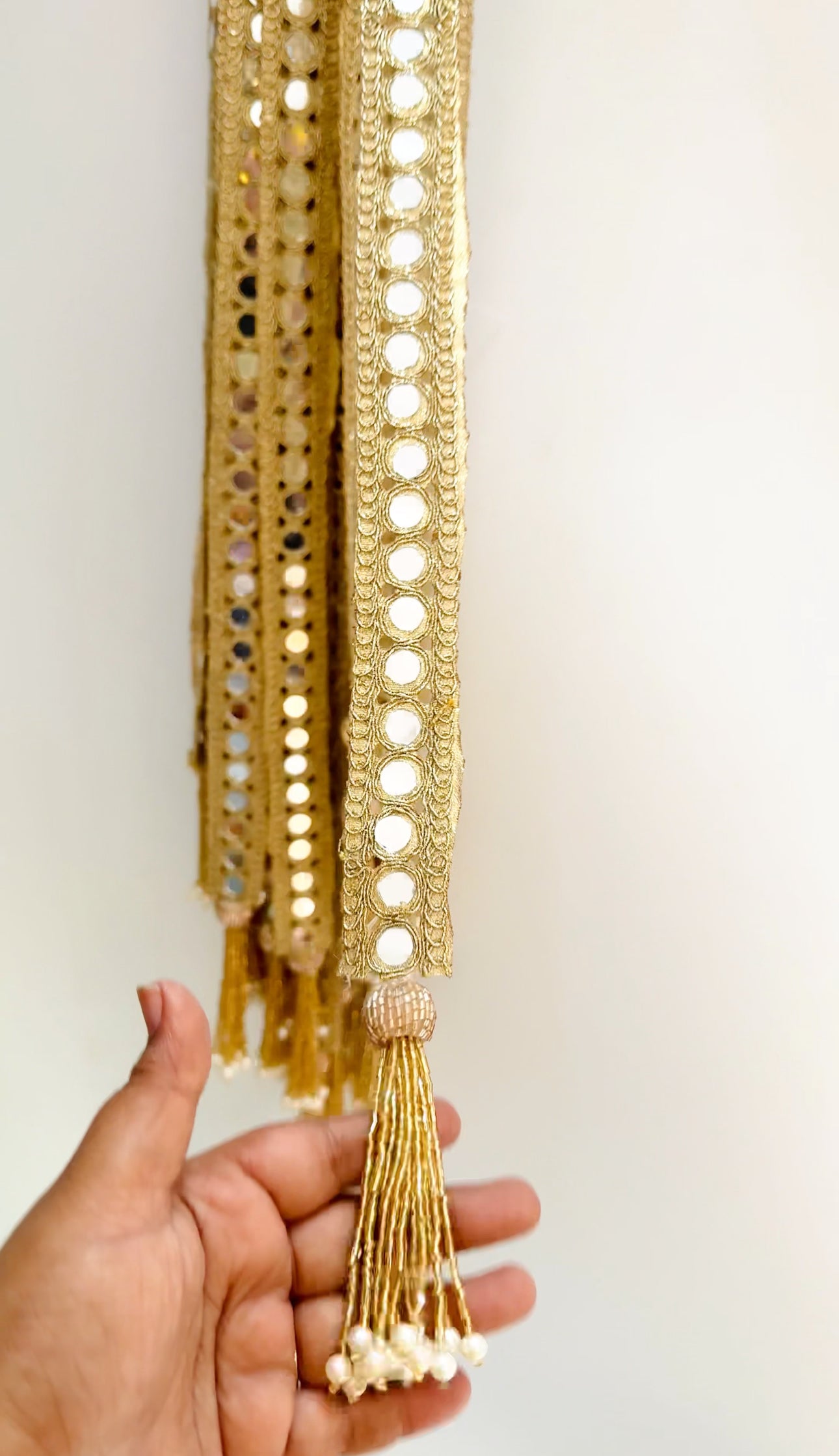 Golden mirror work swagat dupatta