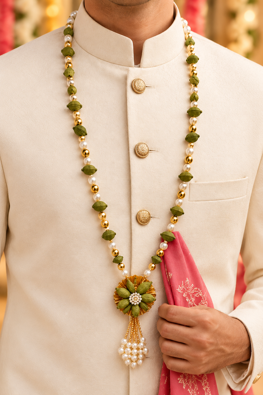 Royal Baraat Swagat Mala with Real Elaichi & Pearls