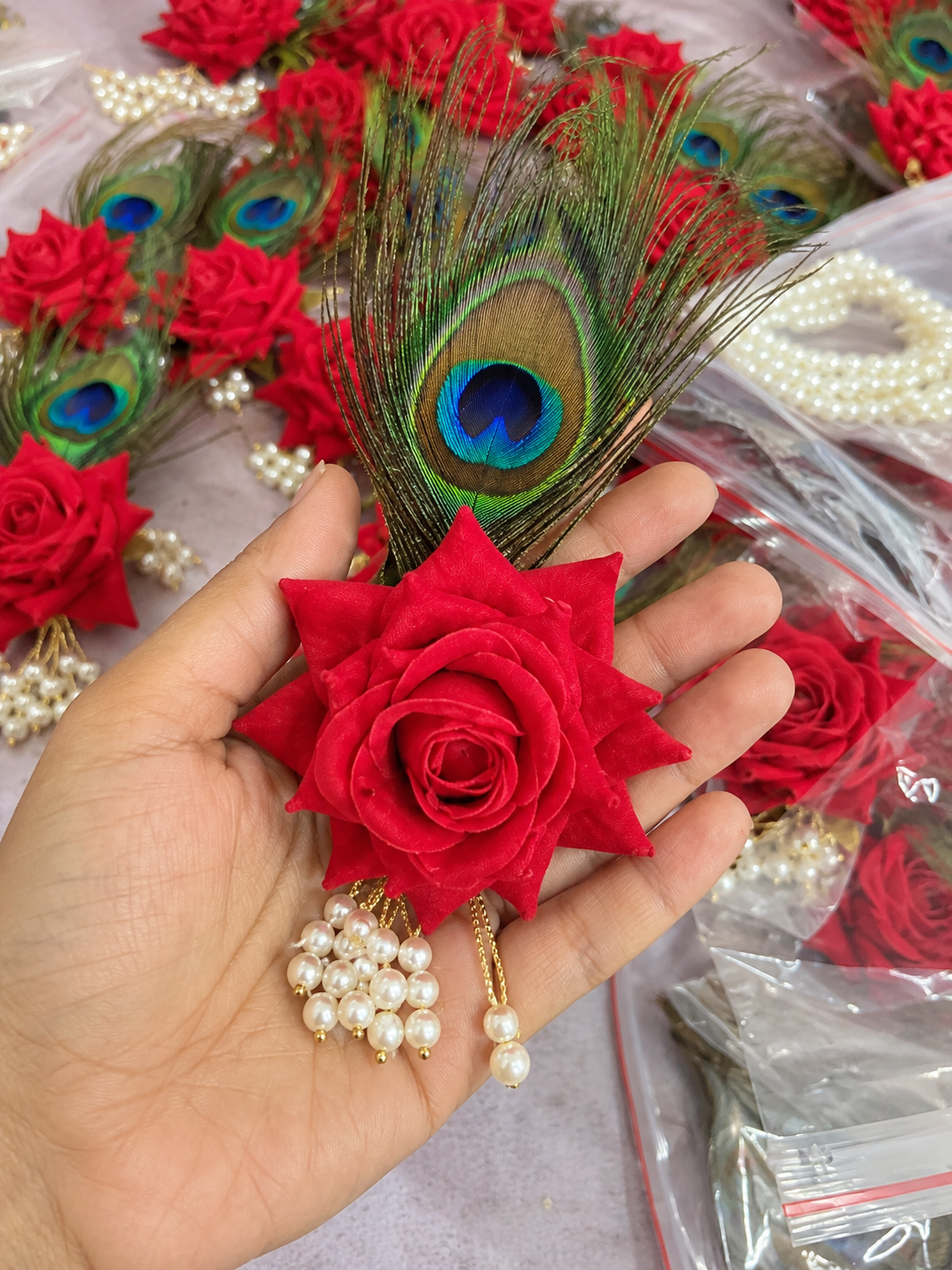 Red Rose Morpankh Brooch