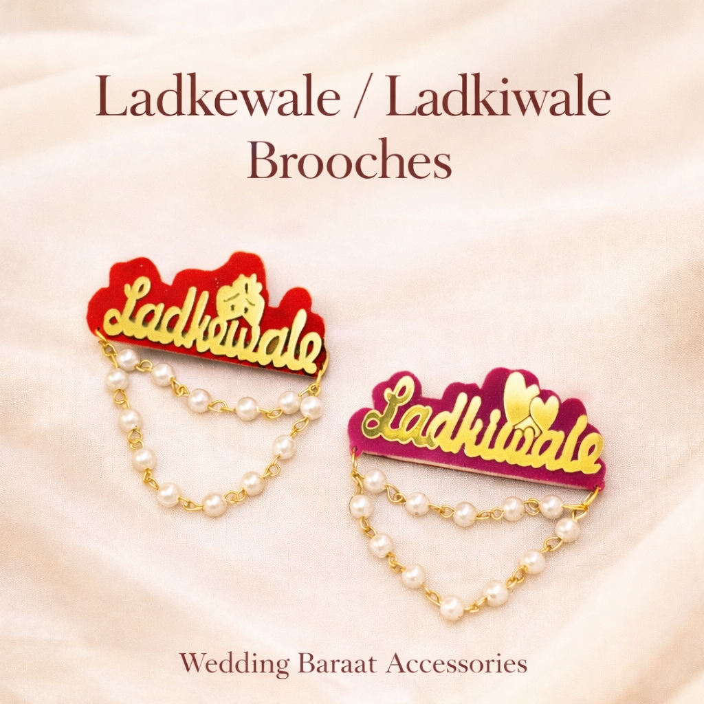 Ladkewale / Ladkiwale Wedding Brooch Badge with Pearl Chain