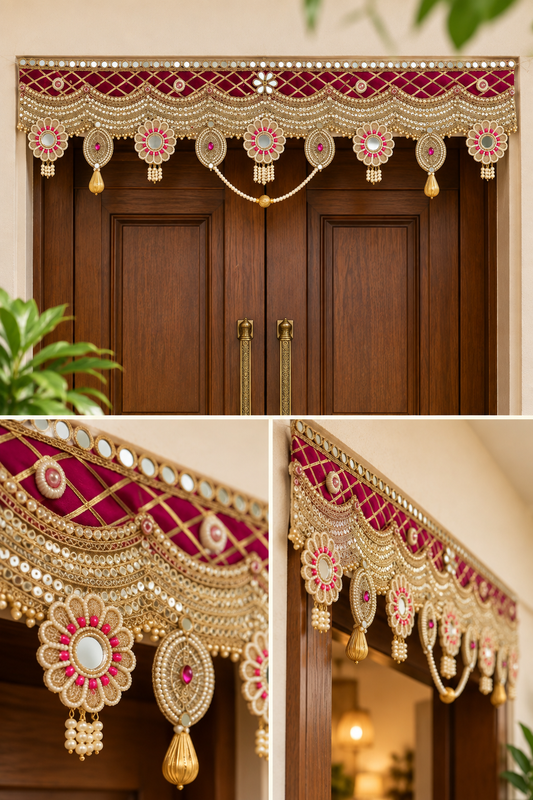 Premium Bandhanwar Banderwal | Gota, Mirror, Pearl & Kundan Work Toran