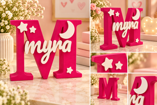 Personalised Moon & Stars Name Stand 🌙⭐✨