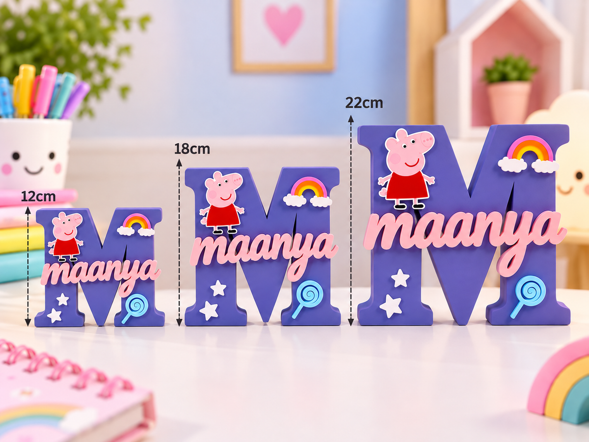 Peppa Pig Theme Personalised 3D Printed Name Stand