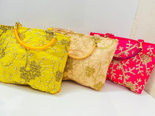 Zari work handle zipper bag
