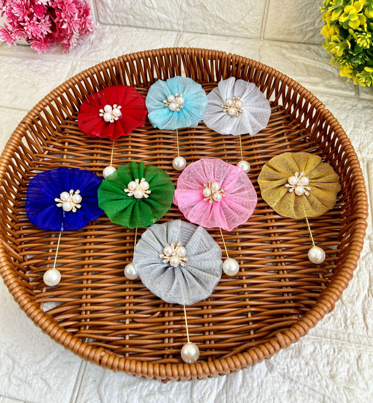 Organza flower broch pin