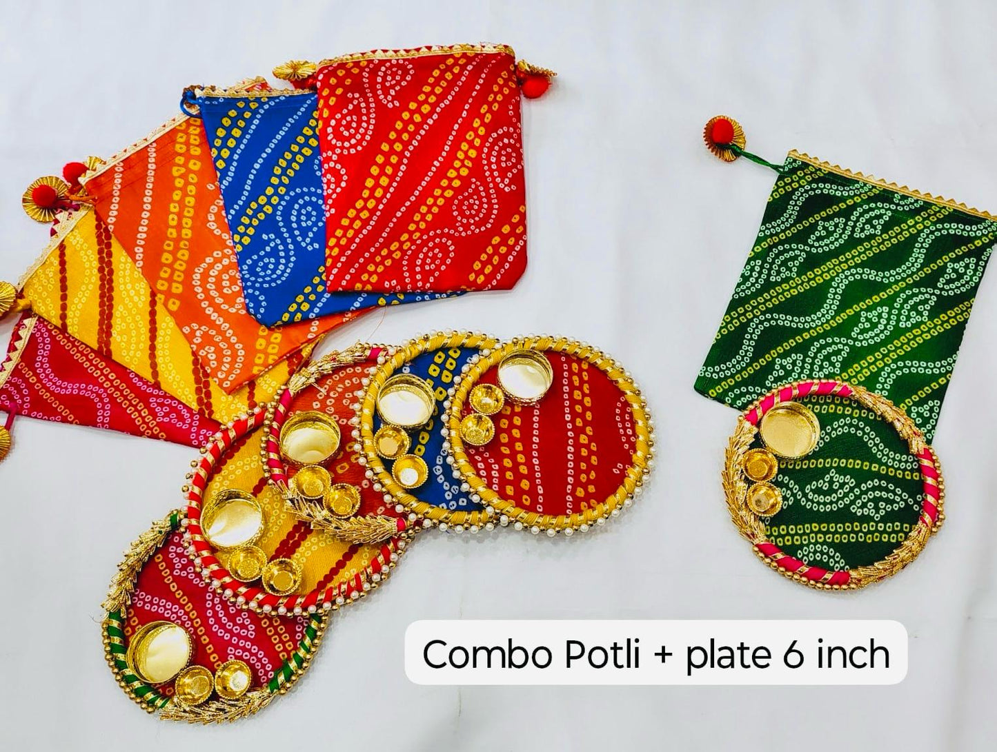 Bandhej Potli and Tilak plate combo