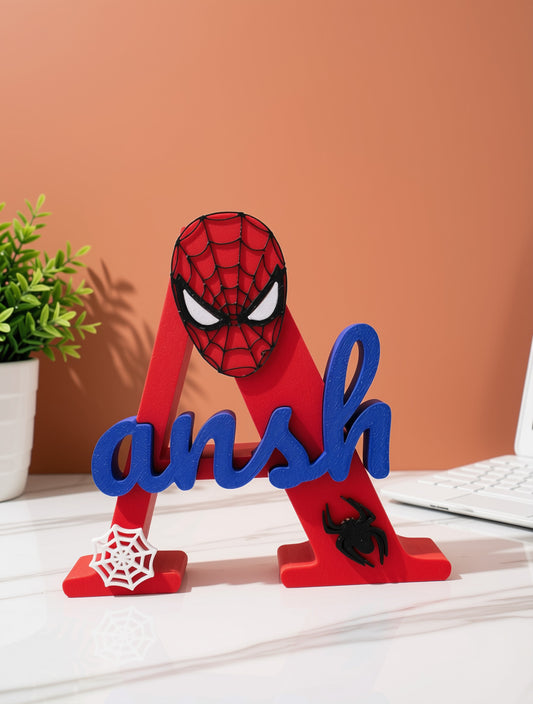 Spiderman Theme Personalised 3D Printed Name Stand