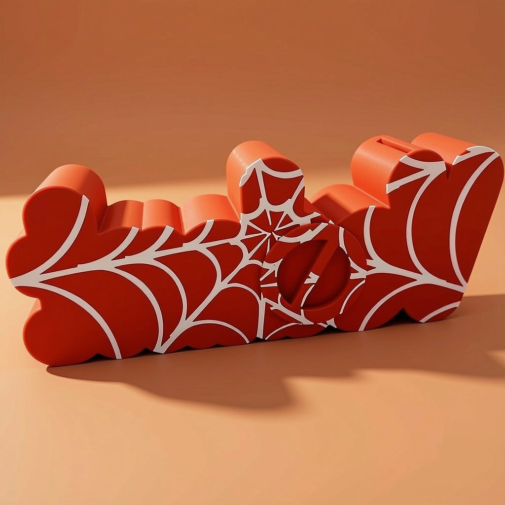 Personalised 3D Printed Name Piggy Bank in Spiderman Theme