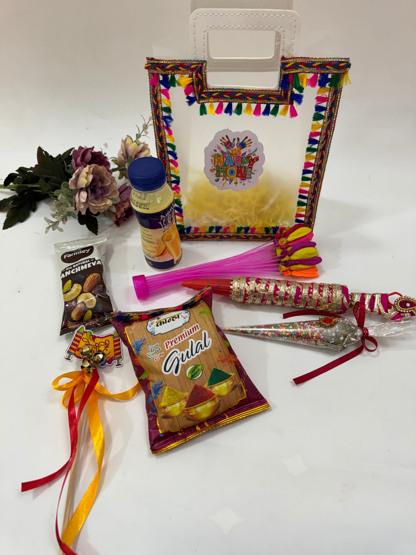 Holi Celebration Gift Hamper with Pichkari, Gulal & Sweets | Kids Holi Gift Combo | Holi Return Gift Set | Festive Gift