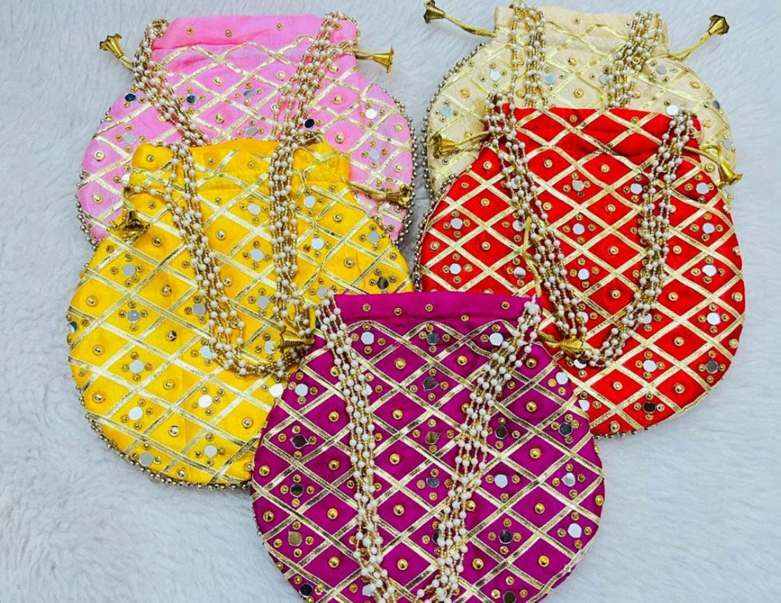 Mirror work potli (both side work)