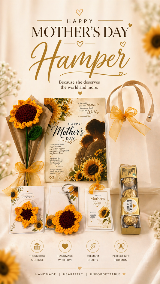 🌻 Mother’s Day Sunflower Gift Hamper | Premium Crochet Gift Set