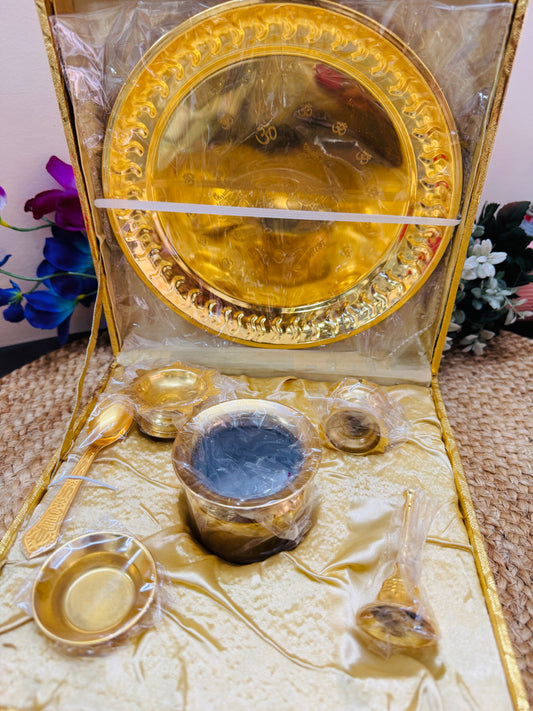 German Silver Pooja Thali Set with Kalash, Diya & Spoon | Elegant Wedding & Festive Gift