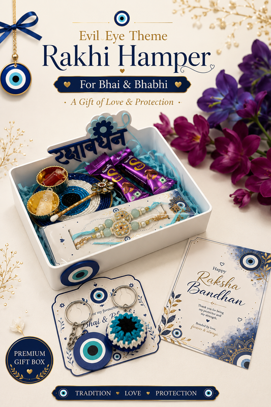 Evil Eye Rakhi Hamper for Bhai & Bhabhi | Premium Raksha Bandhan Gift Box