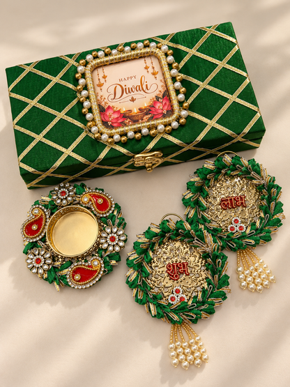 Diwali Gift Box with Decorative Diya & Shubh Labh Hangings