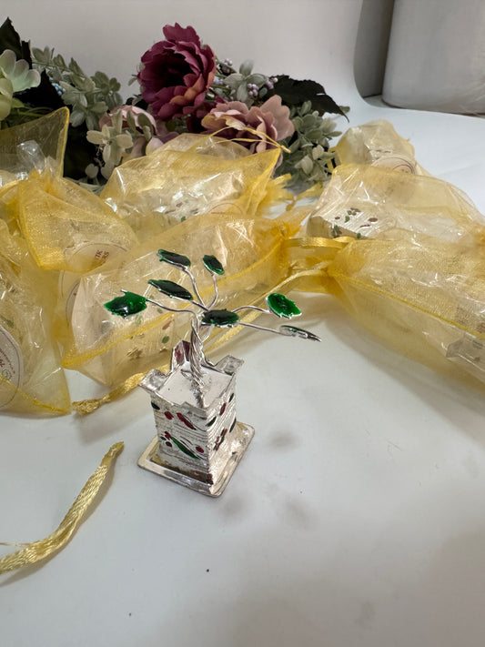 German Silver Tulsi Ji (With Meenakari Pot & Potli)