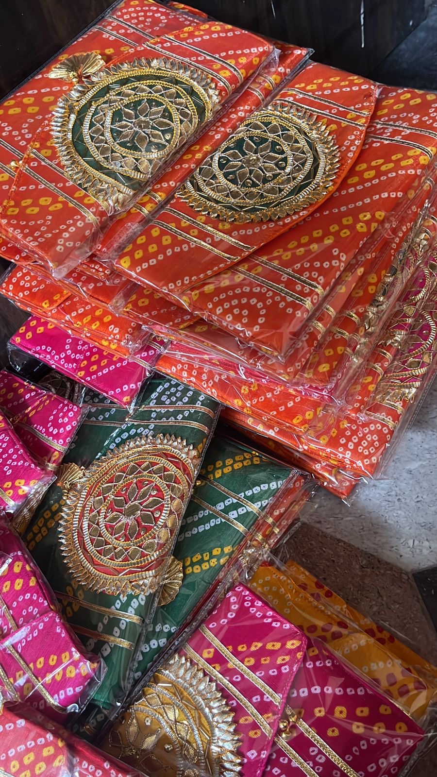 Premium Bandhej Clutch with Inner Zip (Ethnic Return Gift)