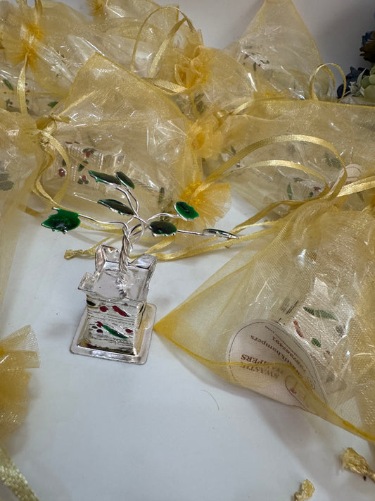 German Silver Tulsi Ji (With Meenakari Pot & Potli)