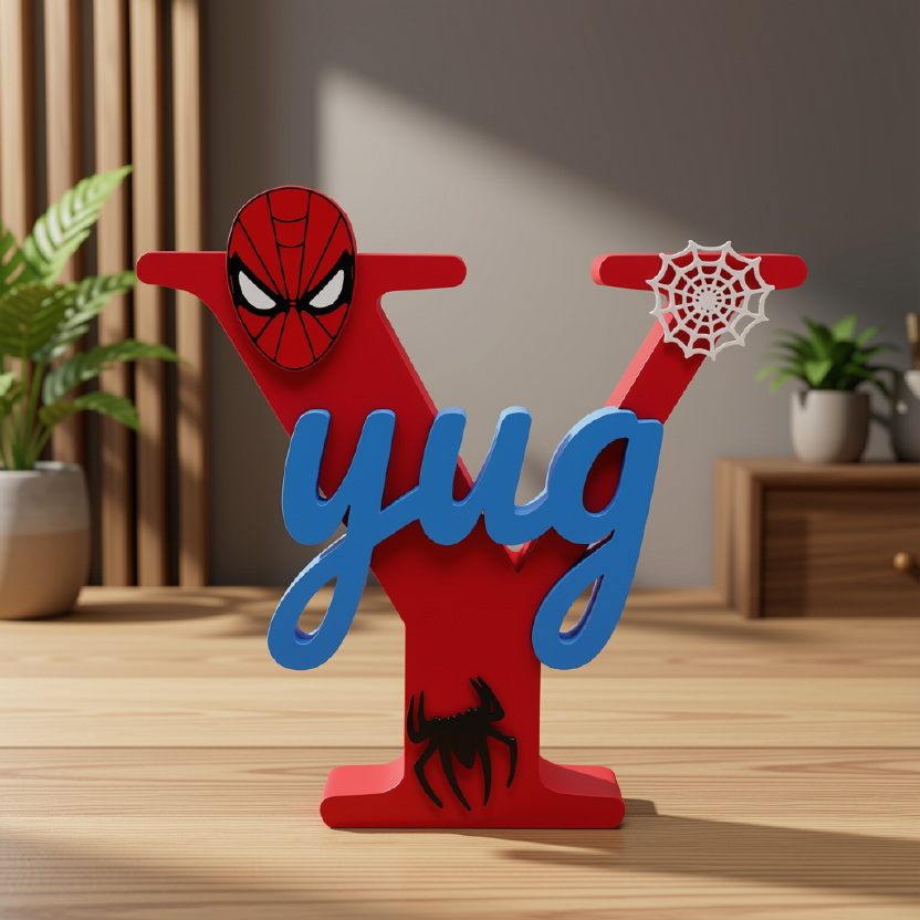 Spiderman Theme Personalised 3D Printed Name Stand