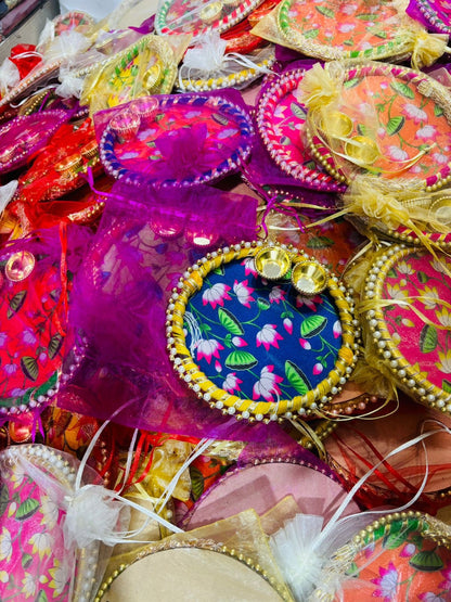 wooden tilak plate lotus theme with stick