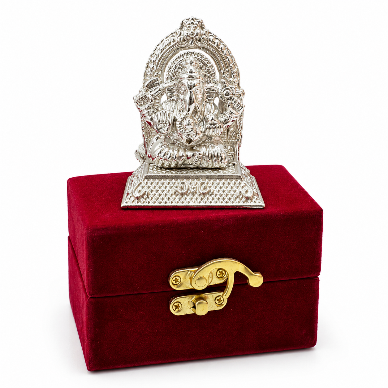 German Silver Ganpati Idol with Premium Velvet Box |  Return Gift