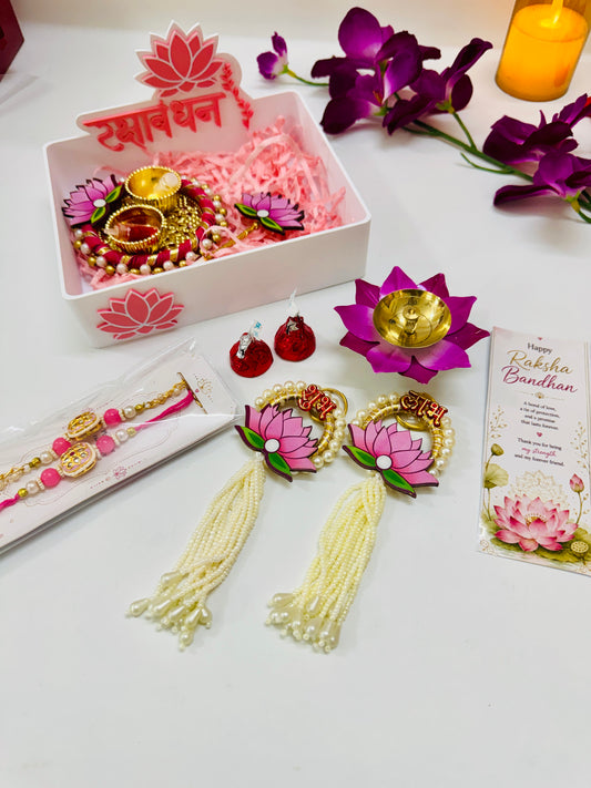 Premium Lotus Rakhi Hamper for Bhai-Bhabhi | Raksha Bandhan Gift Box
