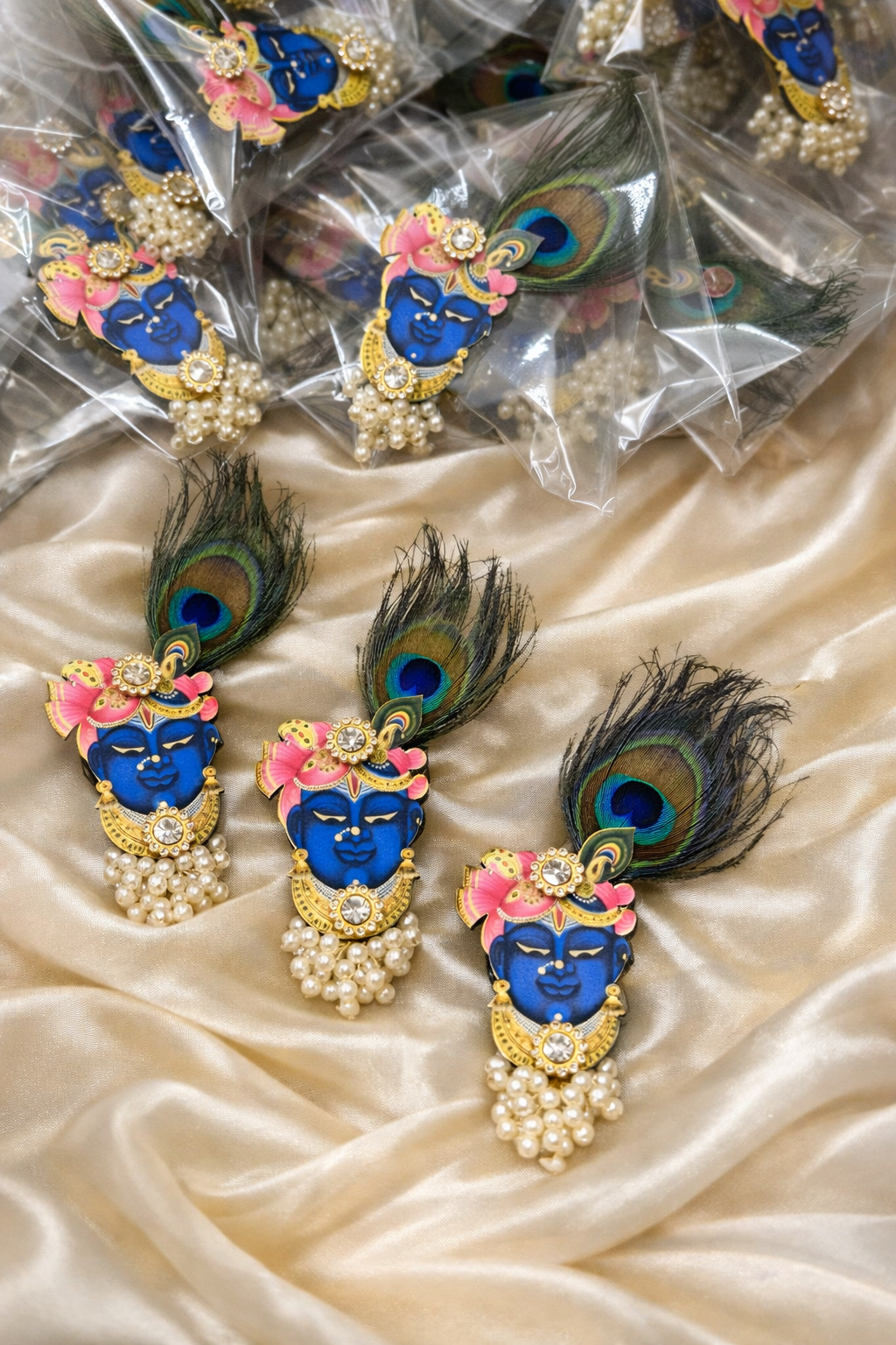 Shreenath Ji Divine Brooch with Peacock Feather