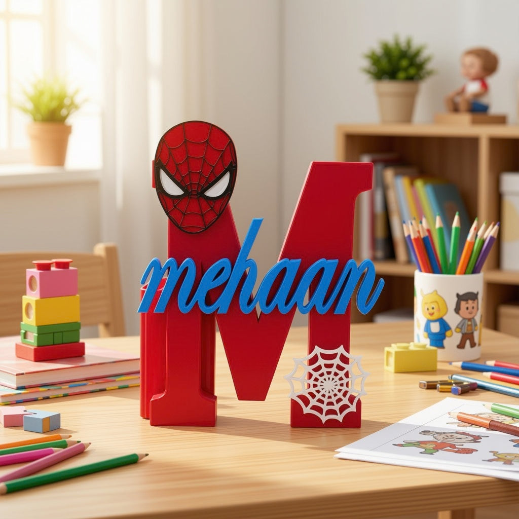 Personalised Spider-Man Name &amp; Initial Pen Stand 🕷️