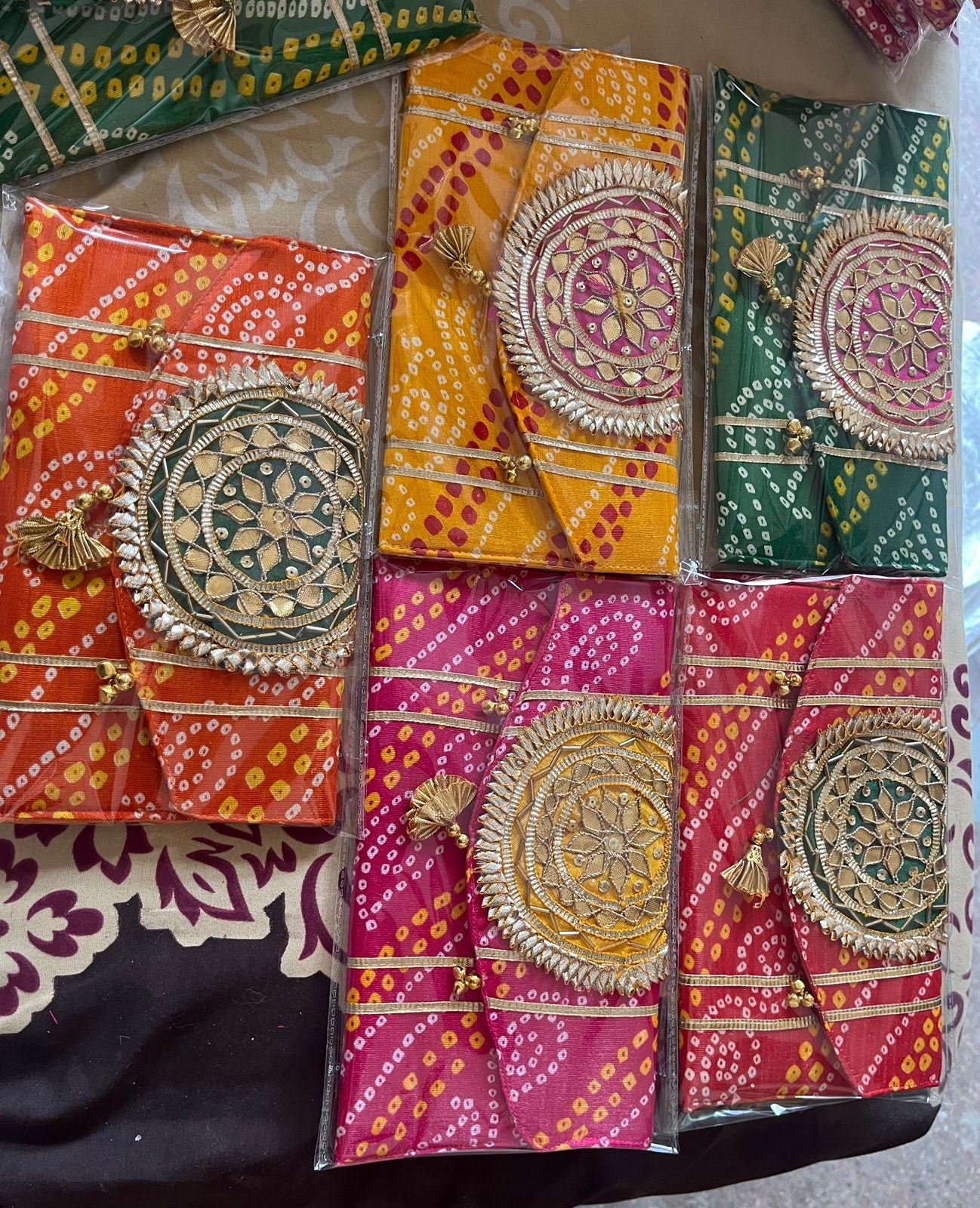 Premium Bandhej Clutch with Inner Zip (Ethnic Return Gift)