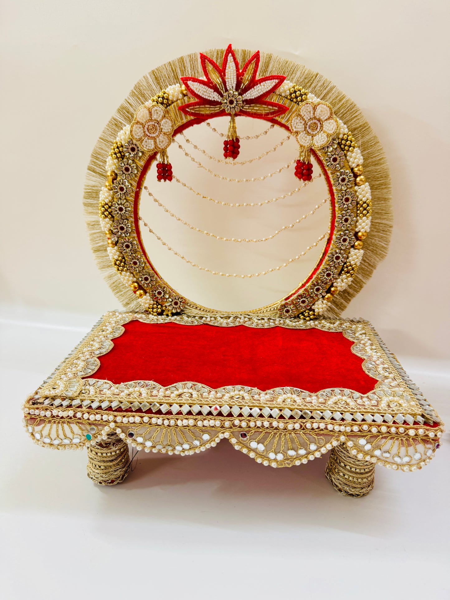 Wooden Singhasan Mandap with Chowki – | Pooja Decor