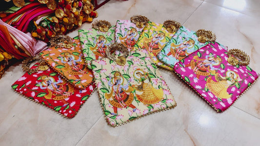 Radha Krishna zipper bag