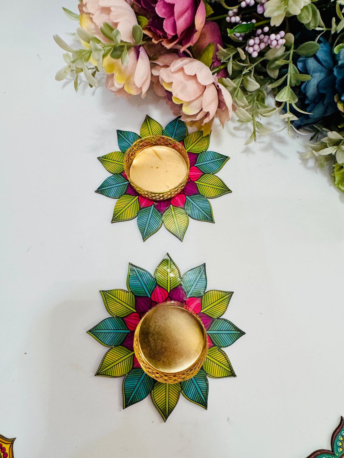 Mandala t light holder (pair)