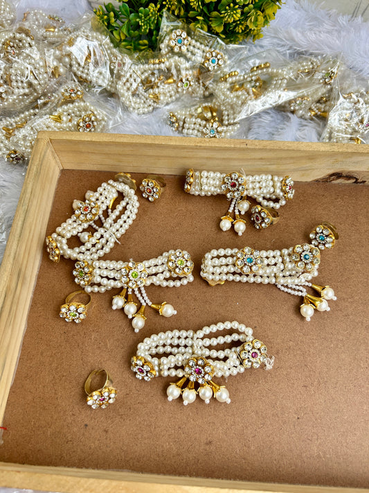 Kundan flower bracelet and ring set