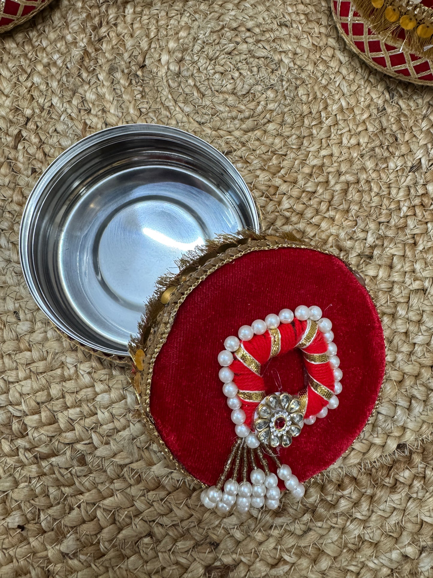 Lohri & Sankranti Decorated Stainless Steel Gift Box – 4 Inch | Festive Return Gift Box