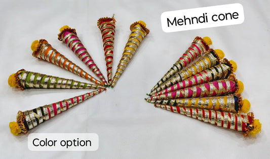 Decorated Mehendi Cone – Assorted Colors (Single Cone)
