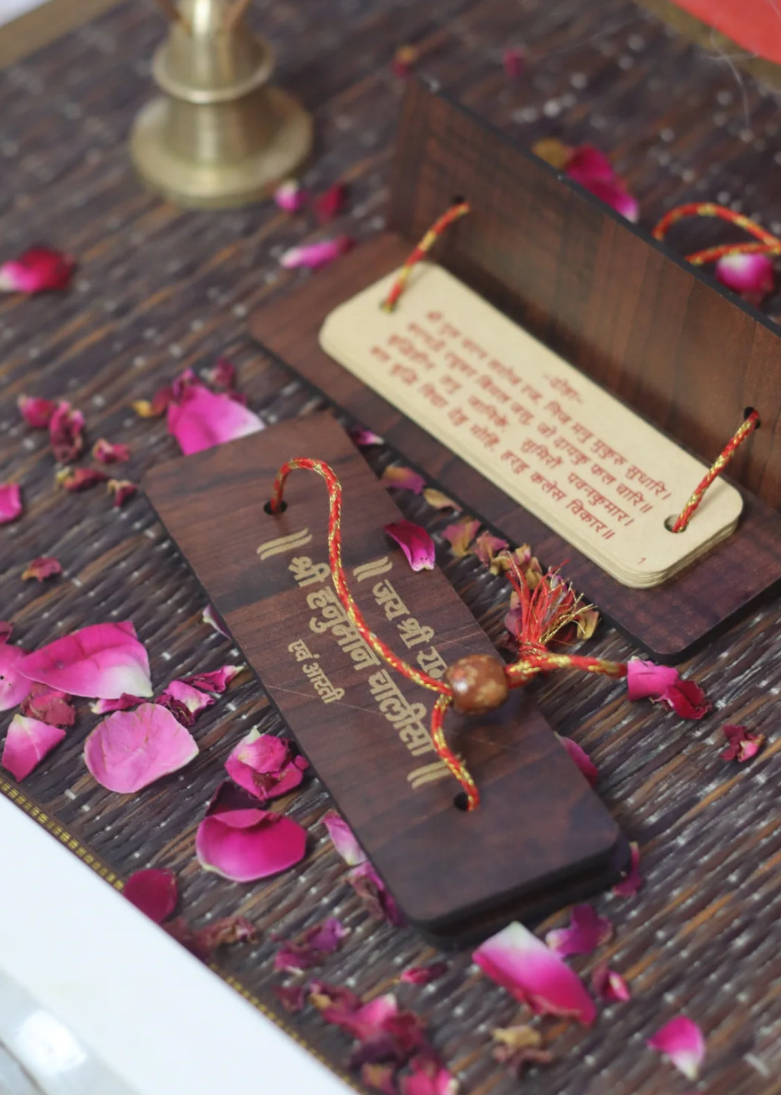 Wooden Hanuman Chalisa Book with Aarti | Pocket-Size Travel Hanuman Chalisa | Religious Return Gift