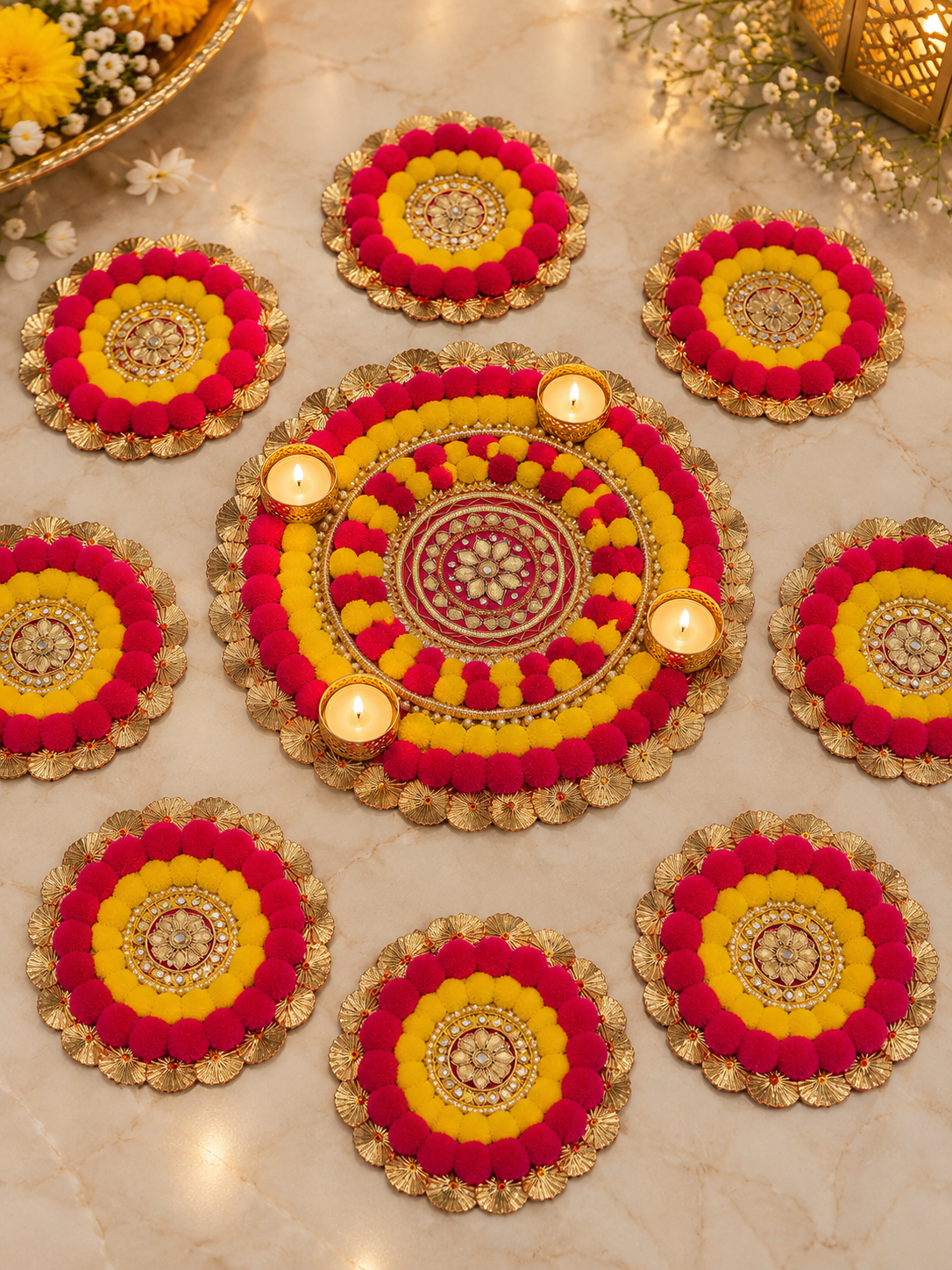 Decorative Rangoli Set (9 Pcs)
